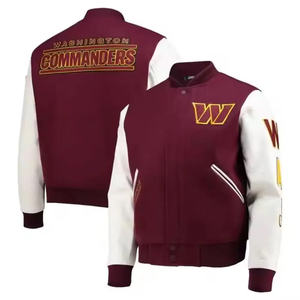 Men's High Quality Hot Selling Winter Custom Varsity Jacket with Embroidery High Street Style Mahroon - Product Image 2