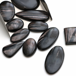 Radha Arts Hypersthene Cabochon Mix Shape Handmade Smooth Natural Black <b>Silver</b> Loose Gemstones for Jewelry Making - Product Image 4
