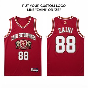Premium Quality 180 GSM Sports <b>Mesh</b> Basketball Jersey <b>Red</b> White Gold Custom Tackle Twill Number Letter Teamwear Set Breathable - Product Image 1