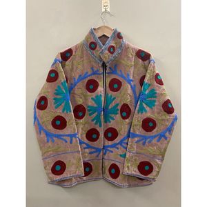 Hand Embroidered <b>Velvet</b> Cotton <b>Jacket</b> <b>Women</b> Mandarin Collar Full Sleeve Autumn Winter Bohemian Eye Pattern Open Front Coat - Product Image 6