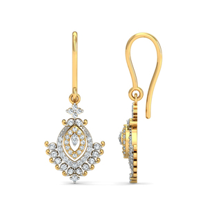 Classic 18K Gold Plated Diamond Drop <b>Earrings</b> Flower Pattern Women's <b>Wedding</b> Jewelry - Product Image 2