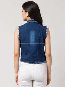 Veste en jean à manches longues pour femmes de haute qualité les plus populaires personnalisables en gros peau de mouton coton Jean vestes traitement teint - Product Image 5