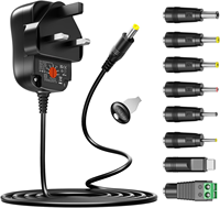 Adaptor Daya Universal 24W AC DC 3V 4.5V 5V 6V 7.5V 9V 12V Transformator Catu Daya dengan 8 Colokan DC untuk Elektronik