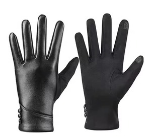 Leather Breathable <b>Touch</b> <b>Screen</b> <b>Gloves</b> Wrist Length Outdoor Plain Style Thermal Winter Daily Use Unlined Maroon - Product Image 4