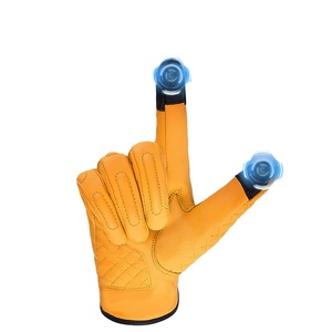 Guantes de cuero para motocicleta, guantes transpirables de verano para motociclismo con dedo completo, guantes Retro para Motocross con pantalla táctil - Product Image 4