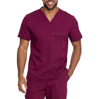 Blouse médicale grise à col en V pour femme, éco-responsable, avec poches, en polyester, uniforme médical pour salon de beauté