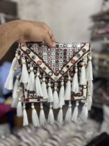 Bolso de Hombro de Estilo Bohemio Hecho a Mano para Mujer, Bolso de Mano de Algodón con Cuentas, Bolso de Fiesta, Bolso de Noche - Product Image 1