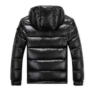 Men's black hooded puffer Windproof down filled jacket Casual winter coat Regular fit Zipper closure - Product Image 3