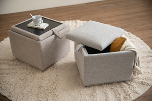 Pouf de rangement carré haut de gamme avec espace de rangement dissimulé et repose-pieds pour la maison, l'appartement et le salon - Product Image 6