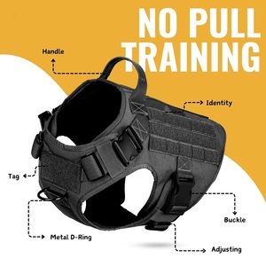 Harnais tactique robuste pour chien en nylon, réglable, anti-traction, avec poignée et éléments réfléchissants - Product Image 4