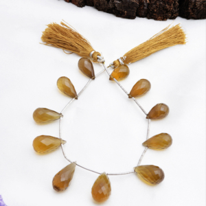 ลูกปัดหยดน้ำทรงเหลี่ยมทำจากหินควอตซ์สีน้ำผึ้งธรรมชาติ สำหรับทำเครื่องประดับชั้นดี - Product Image 1