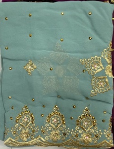 A.K.TRENDY Hijab pour femmes musulmanes, foulard classique en mousseline de soie, broderie florale avec pierres, motif uni, respirant, doux pour la peau, chaud - Product Image 3