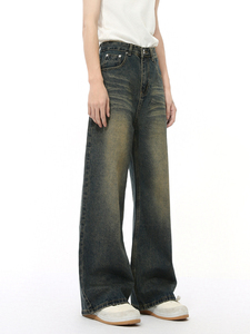 Vaqueros anchos de mezclilla para hombre, estilo vintage, lavados, desgastados, de pierna ancha, oversize, para hombre, estilo urbano. - Product Image 4