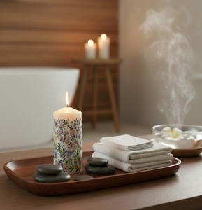 Decorative Floral Soy Wax <b>Pillar</b> <b>Candle</b> for Home & Living Eco-Friendly Holiday <b>Candle</b> with Modern Classic Design - Product Image 2