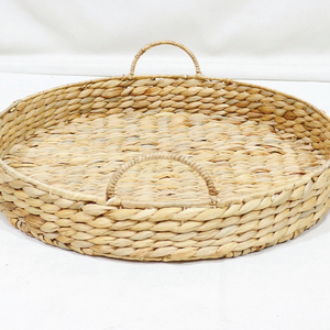Ensemble de plateaux de rangement ronds en paille tressée, style bohème, organisateurs de table décoratifs réutilisables en fibres végétales - Product Image 5