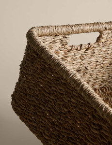 Panier de rangement rectangulaire en jonc de mer écologique, tressé à la main, naturel, pour la maison, la chambre, la salle de bain, vente en gros, fournitures en vrac - Product Image 4