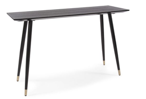 Modern Luxury Black <b>Console</b> <b>Table</b> with Wood Grain Desktop and Metal <b>Legs</b> for Dining and Entryway - Product Image 2