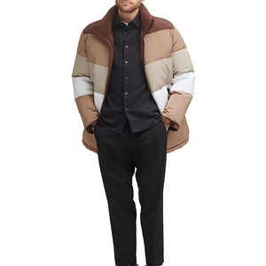 Blouson matelassé léger pour homme, résistant à l'eau et au vent, col montant, fermeture éclair, en tissu uni, idéal pour l'extérieur en hiver - Product Image 2