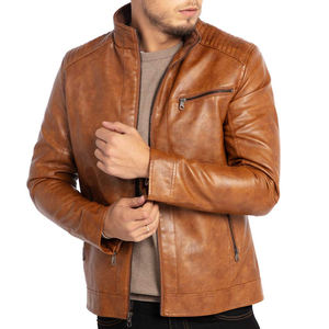 Leather <b>jacket</b> customize logo customize size customize color cow skin soft leather high quality product cotton linen - Product Image 4