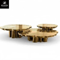 Modernes Rundes Couchtisch-Set Luxuriöser Wohnzimmer-Beistelltisch Gold Edelstahl Couchtisch Wohndekor