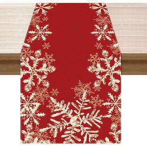 Red Snowflakes Winter Christmas <b>Table</b> <b>Runner</b> Festive Home Kitchen Dining Holiday Decor for Xmas - Product Image 2