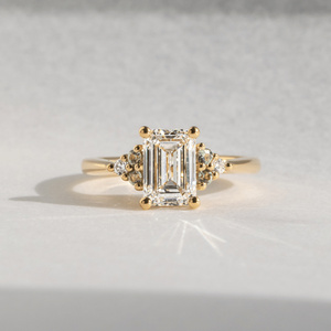 IGI Certified Lab Grown Diamond <b>Ring</b> 1-5ct <b>Emerald</b> Cut Cluster Minimalist 18K 14K 10K Solid Gold 925 <b>Silver</b> Fine Engagement <b>Ring</b> - Product Image 1