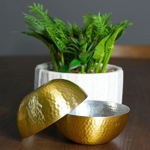 Cuenco de Servir de Latón Martillado con Acabado Dorado Hecho a Mano, Diseño Personalizado, Decoración para el Hogar, Utensilios de Cocina para Exhibir Dulces o Frutas - Product Image 3
