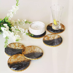 NEHA ENTERPRISES Modern Wood Resin <b>Coaster</b> Handmade Wooden Epoxy <b>Drink</b> Holder <b>for</b> Bar Kitchen and Office Use - Product Image 6