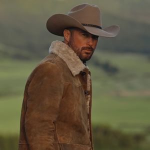 Veste en cuir suédé marron pour homme Stetson avec doublure en fausse fourrure, col rabattable, coupe-vent, manteau d'hiver, coupe régulière - Product Image 3