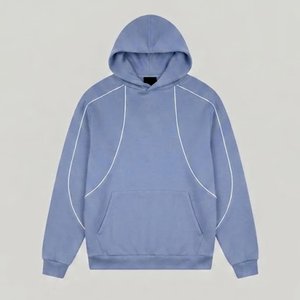Ensemble de survêtement bleu à capuche pour homme, manches longues, couleur unie, jogging décontracté avec poches latérales, vêtements d'automne, matière en coton respirant - Product Image 3