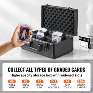 Scatola porta carte graduate a 4 scomparti con serratura a chiave, custodia per carte sportive con divisori in schiuma, 96 scomparti per carte graduate PSA, cestelli in metallo - Product Image 1