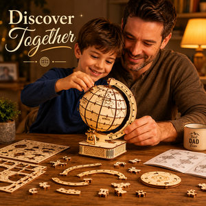 Globo Terráqueo de Madera Hecho a Mano de Lujo para Decoración Educativa del Hogar |   Kit Creativo de Montaje de Mapa Mundial DIY y Elegante Exhibición de Sobremesa - Product Image 5