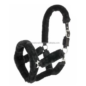 Vente chaude Cheval Halter Peau De Mouton Beige Fourrure Rembourrage Haute Qualité Équipement Équestre Cheval Bride Polaire Licol licou - Product Image 4