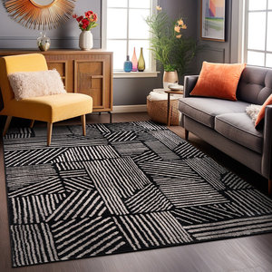 Modern Outdoor Rectangular <b>Rug</b> Embroidered with Recycled Polyester Yarn for Home Hotel Living Room or Office <b>Space</b> - Product Image 1