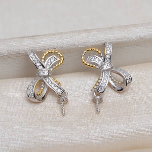 Juego de Pendientes de Plata S925 con Forma de Lazo, Hechos a Mano, DIY, 8-13 Perlas, Accesorios de Joyería 3983 - Product Image 2