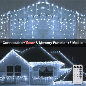 Guirlandes lumineuses LED en forme de rideau de glaçons pour mariage, Noël, fête, utilisation intérieure et extérieure - Product Image 1