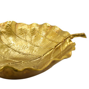 ถาดใบไม้รูปวงรีอะลูมิเนียมหล่อขึ้นรูปเคลือบนิกเกิลเงางาม สำหรับใช้ในบ้านและงานแต่งงาน งานแฮนด์เมดสุดหรู ขายส่ง - Product Image 1