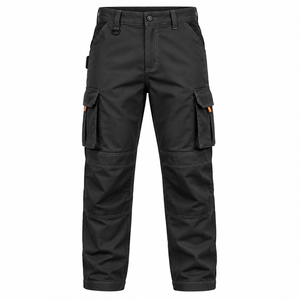 Men's <b>Black</b> Cargo <b>Work</b> <b>Pants</b> High Waist Multiple Pockets Breathable Canvas Style Straight Fit Autumn Wear - Product Image 1