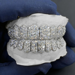 Grillz dentaire personnalisé pour homme en argent 925, style Hip Hop, serti de diamants Moissanite, sur chaîne en or blanc – Meilleur prix bijoux - Product Image 5