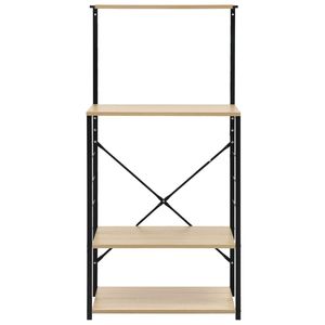 Gabinete de microondas de madera de ingeniería negra y roble Almacenamiento de cocina de 23,6 "x 15,6" x 48,4" - Product Image 3