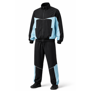 Premium Black Zipper Nylon Windbreaker <b>Set</b> Custom Wholesale Factory Supplier USA Casual Autumn Streetwear Jacket Pants Outfit - Product Image 1
