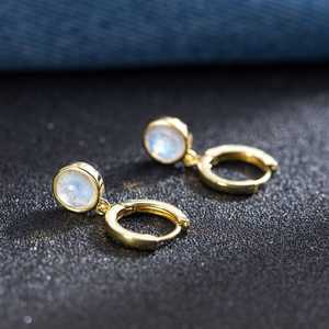 Boucles d'oreilles pendantes en pierre de lune naturelle, argent sterling 925, plaqué or 14 carats, bijoux en pierres précieuses pour femmes - Product Image 3