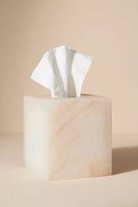 Boîte à mouchoirs décorative en résine blanc crème de luxe, porte-mouchoirs carré, effet marbré perlé, moderne, pour la maison, la salle de bain, le bureau - Product Image 6