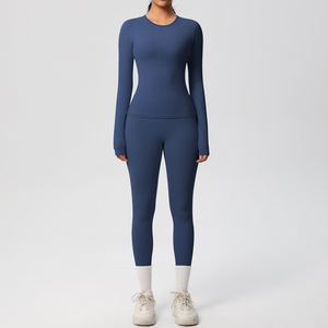 Combinaison de sport moulante à manches longues et col rond, extensible, une pièce, pour la gym, le yoga et le fitness, vente en gros DDP - Product Image 3