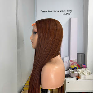 Perruque de luxe en cheveux vietnamiens soyeux et lisses de haute qualité, couleur marron, pour femmes, prix d'usine en gros - Product Image 5