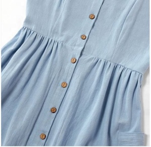 ชุดเดรสแขนกุดยาวคลุมเข่าผ้าคอตตอน,ชุดเดรสสมบูรณ์แบบสำหรับฤดูร้อนผสมสีฟ้าอ่อน - Product Image 6