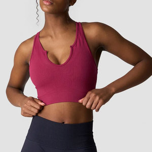 Débardeur tricoté côtelé pour femme, nouveau design, col en V profond, coupe courte, idéal pour la gym et l'entraînement, collection été, vente chaude - Product Image 3