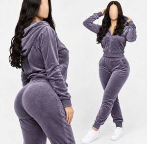 <b>Women's</b> <b>Green</b> <b>Fleece</b> Eco-Friendly Winter Hooded Tracksuit Set Zip up Top and Long Pants Casual 2 Piece Outfit - Product Image 3