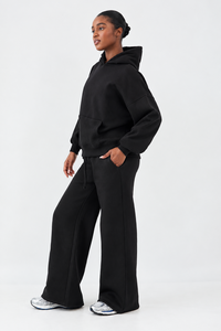 <b>Women</b> Oversized Black Hoodie Wide Leg Sweatpants Set Casual Fleece Tracksuit Two Piece Loungewear <b>Jogger</b> <b>Outfit</b> Streetwear Daiy - Product Image 3