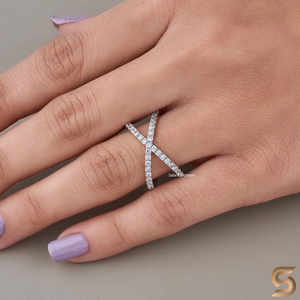 18K Solid White Gold X Cross Moissanite <b>Ring</b> 0.57 CT Cross Diamond Band 1.60mm Moissanite <b>Ring</b> Minimal <b>Statement</b> <b>Ring</b> - Product Image 1